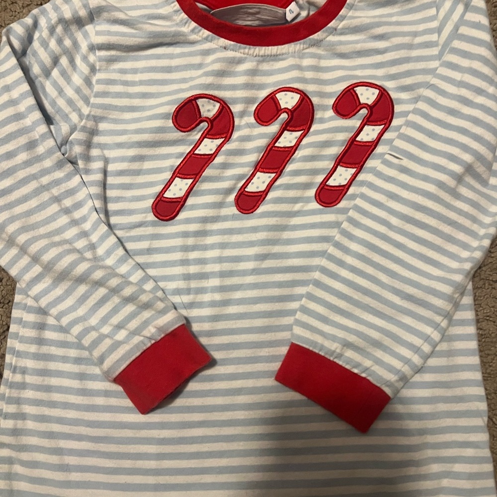 Striped Long Sleeve Kids Tee with Candy Cane Design